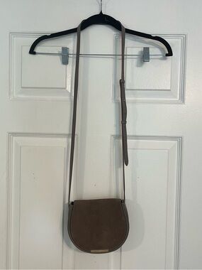 Cuyana Taupe Leather Crossbody with Suede Interior